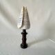 Shell Conus Litteratus on blackened turned wooden base old cabinet of curiosities