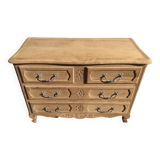 Louis XV style chest of drawers in stripped oak and left in natural wood