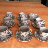 Lot including 9 coffee cups + photo subcup 1, 2.3; Collect "Petite Fleur" JOHNSON BROTHERS.
