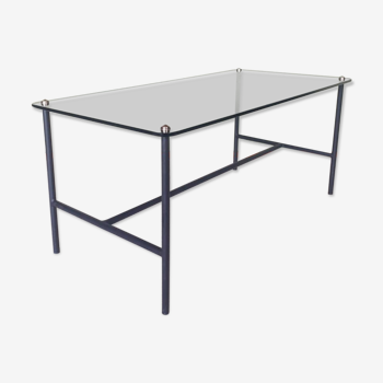 Glass and steel coffee table, Pierre Guarche, Steiner edition design circa 1950