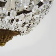 Old crown ceiling light with 3 lights, half basket with glass pendants. Louis XVI style. The 50's