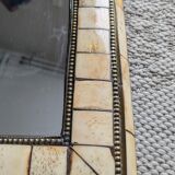 Miroir artisanal vintage en os et laiton 32x47cm
