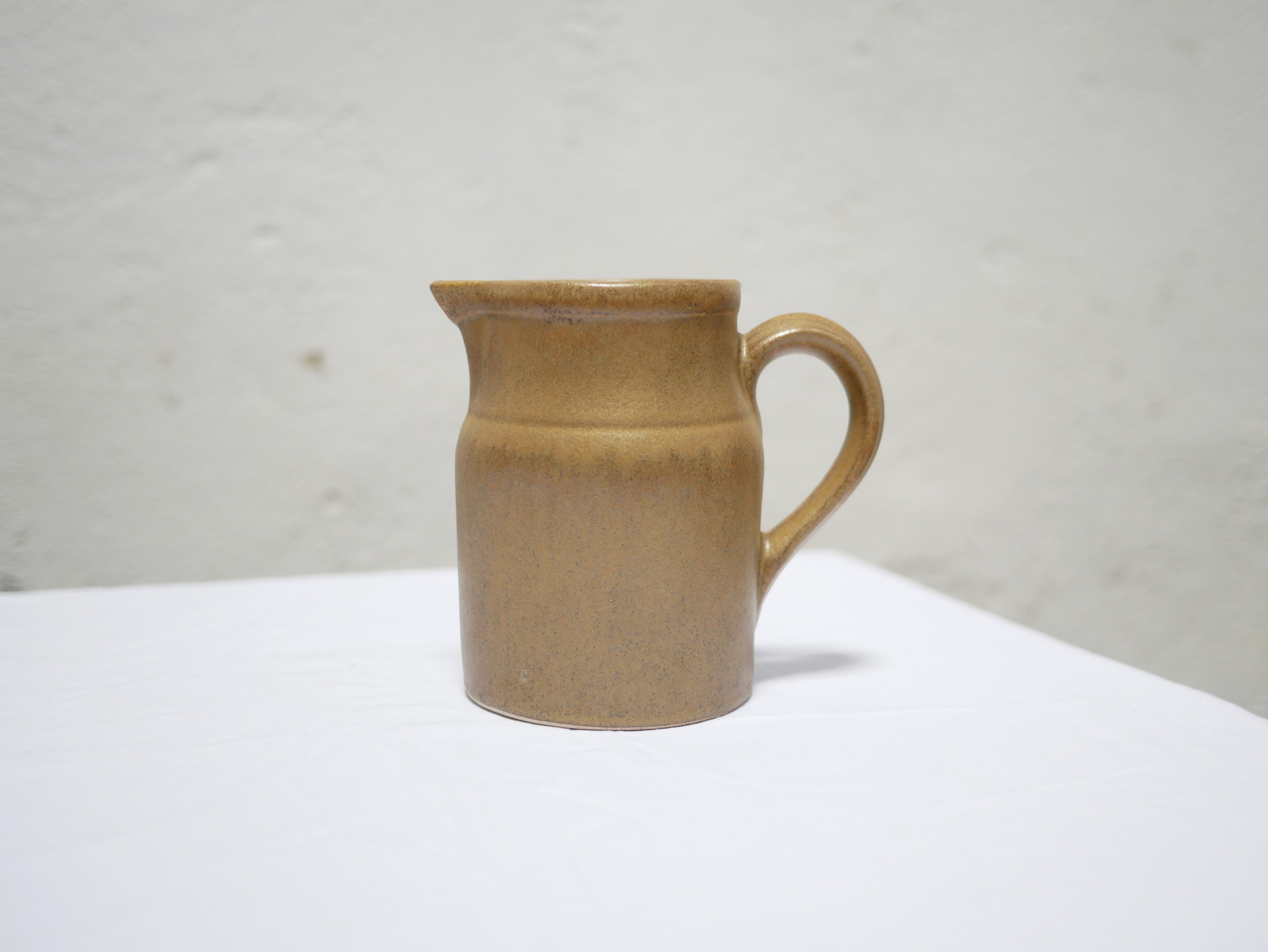 Vintage stoneware pitcher by the Digoin factory, France