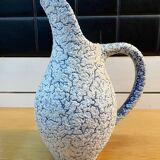 White and blue crisped ceramic pitcher