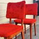 Pair of vintage wooden chairs with red fabric – 1960s/70s
