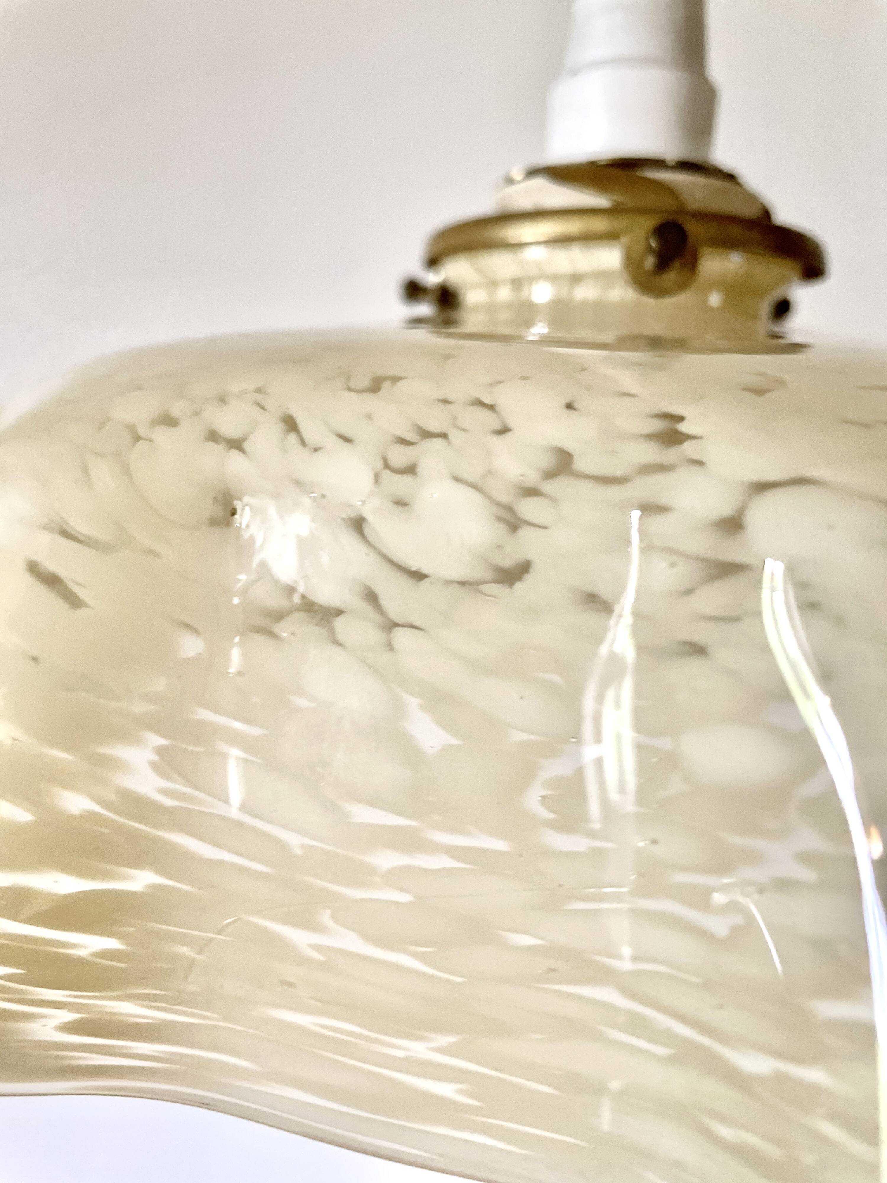 Clichy yellow beige glass draped pendant light