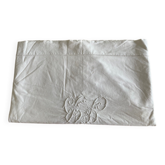 Drap brodé en lin et coton