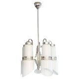 Modernist Murano Glass and Steel Space Age Chandelier, Italy 1960s