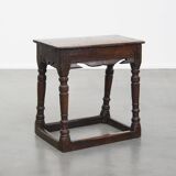 Signed Antique English Oak Joint Stool / Stool from the 17th Century