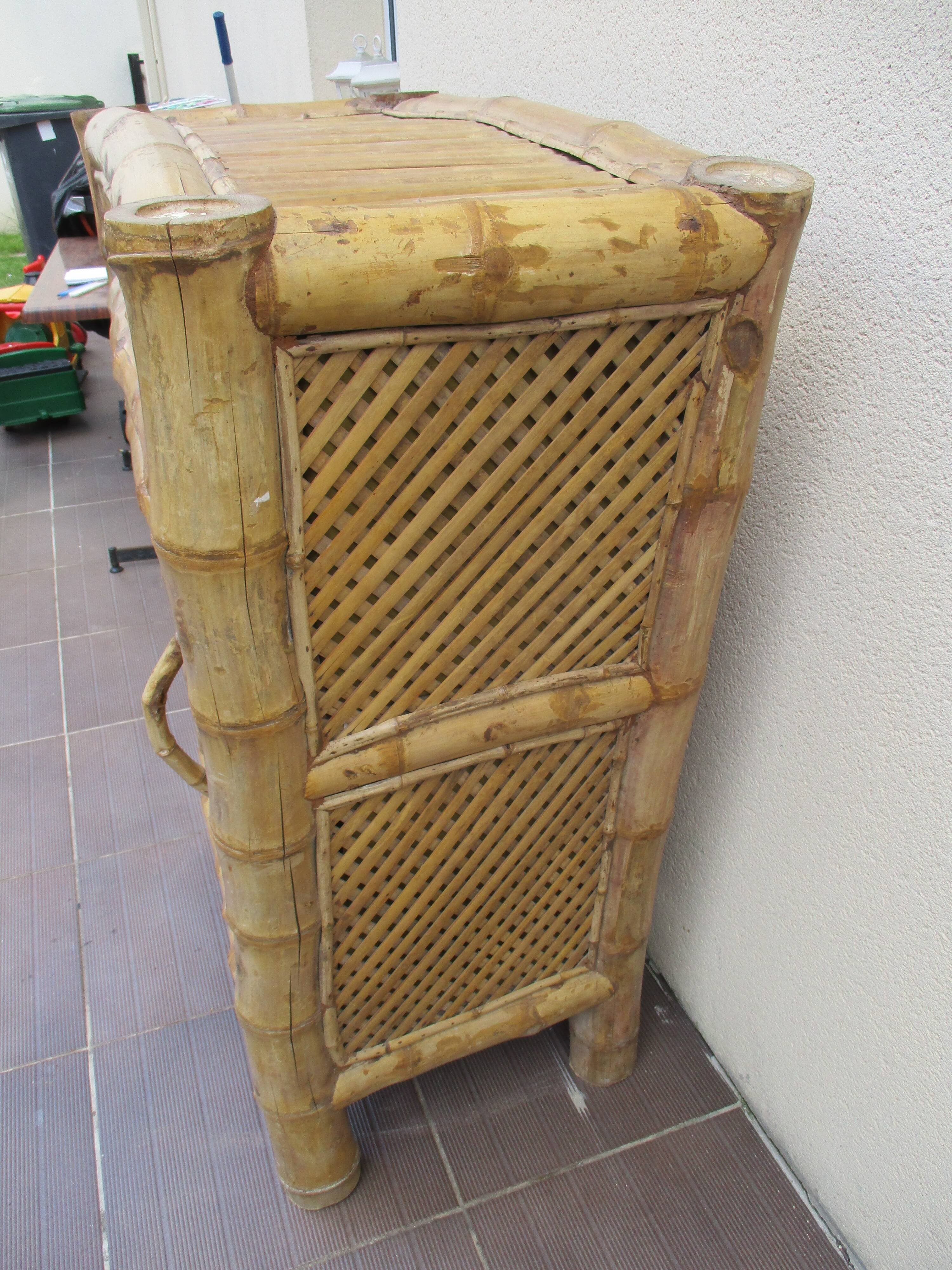 Bamboo and rattan chest of drawers