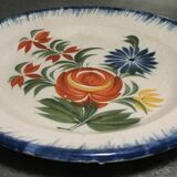 Old plate in auvillar earthenware, floral painting decoration, 19th century