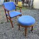 Scandinavian style armchair + velvet footrest