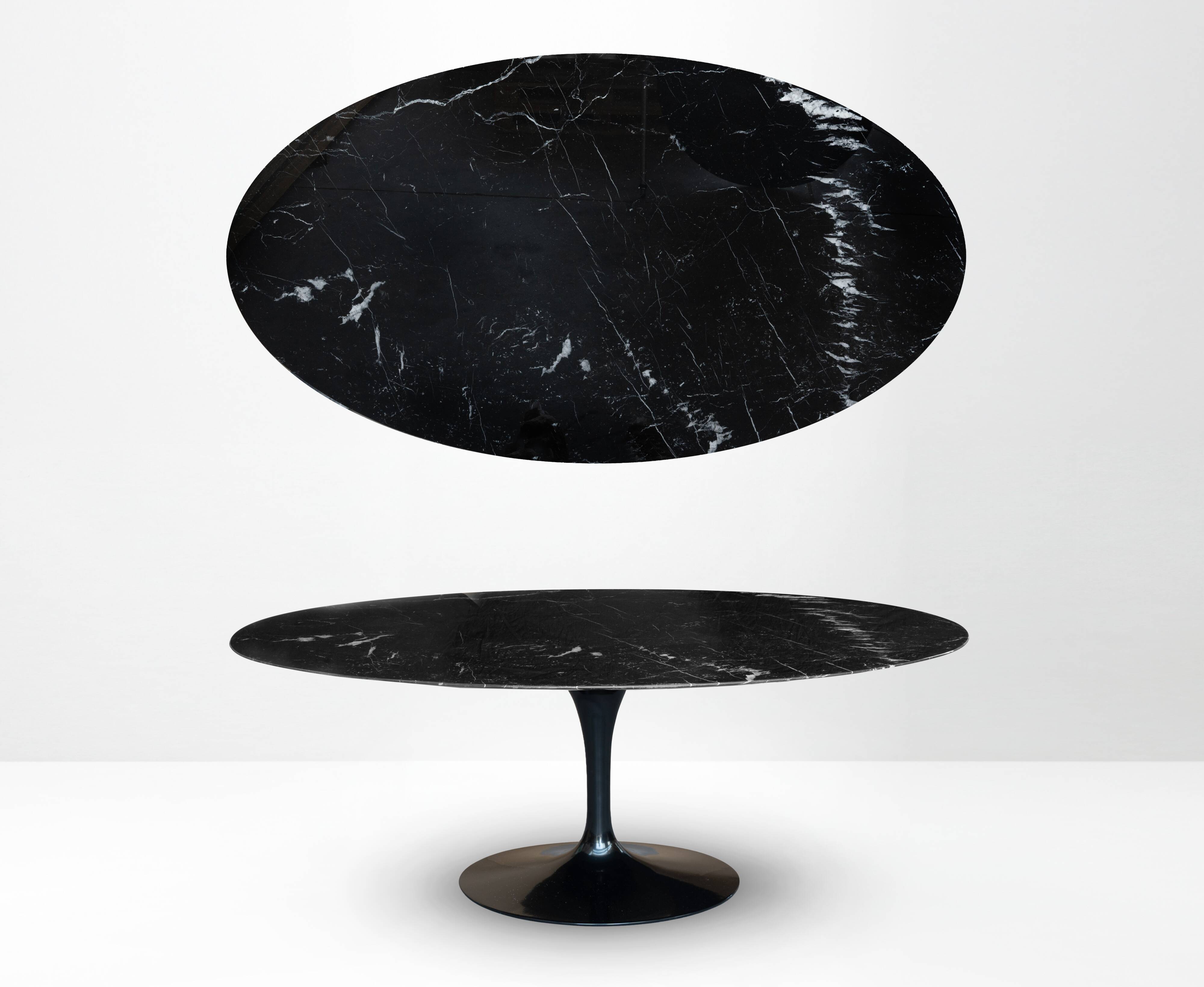 Originele Knoll Tulip ovale 198x121cm Nero Marquina glanzend in NIEUWSTAAT!
