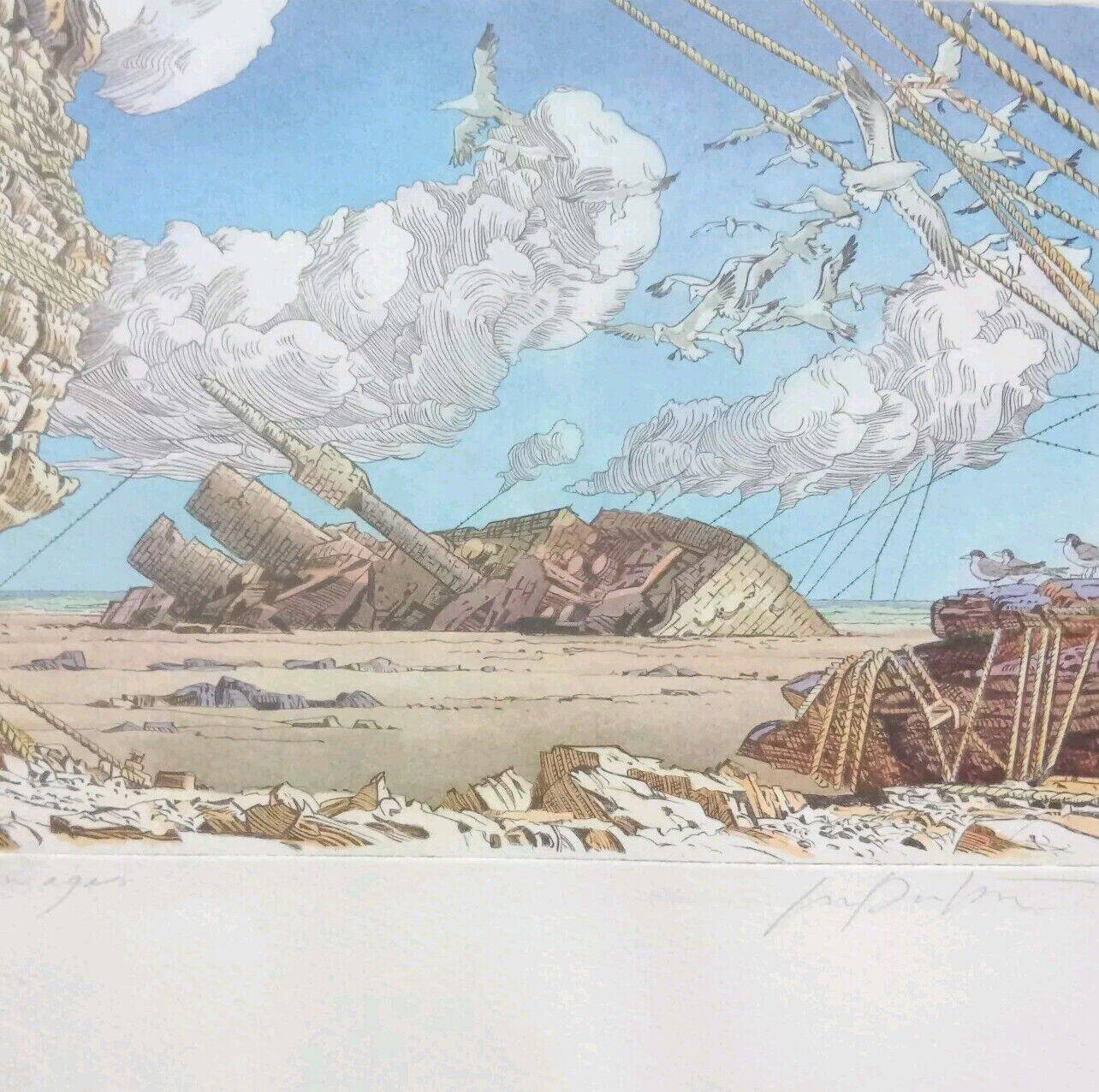 Muages, original lithograph No. 155/300 signed Michel Dubré (1942)