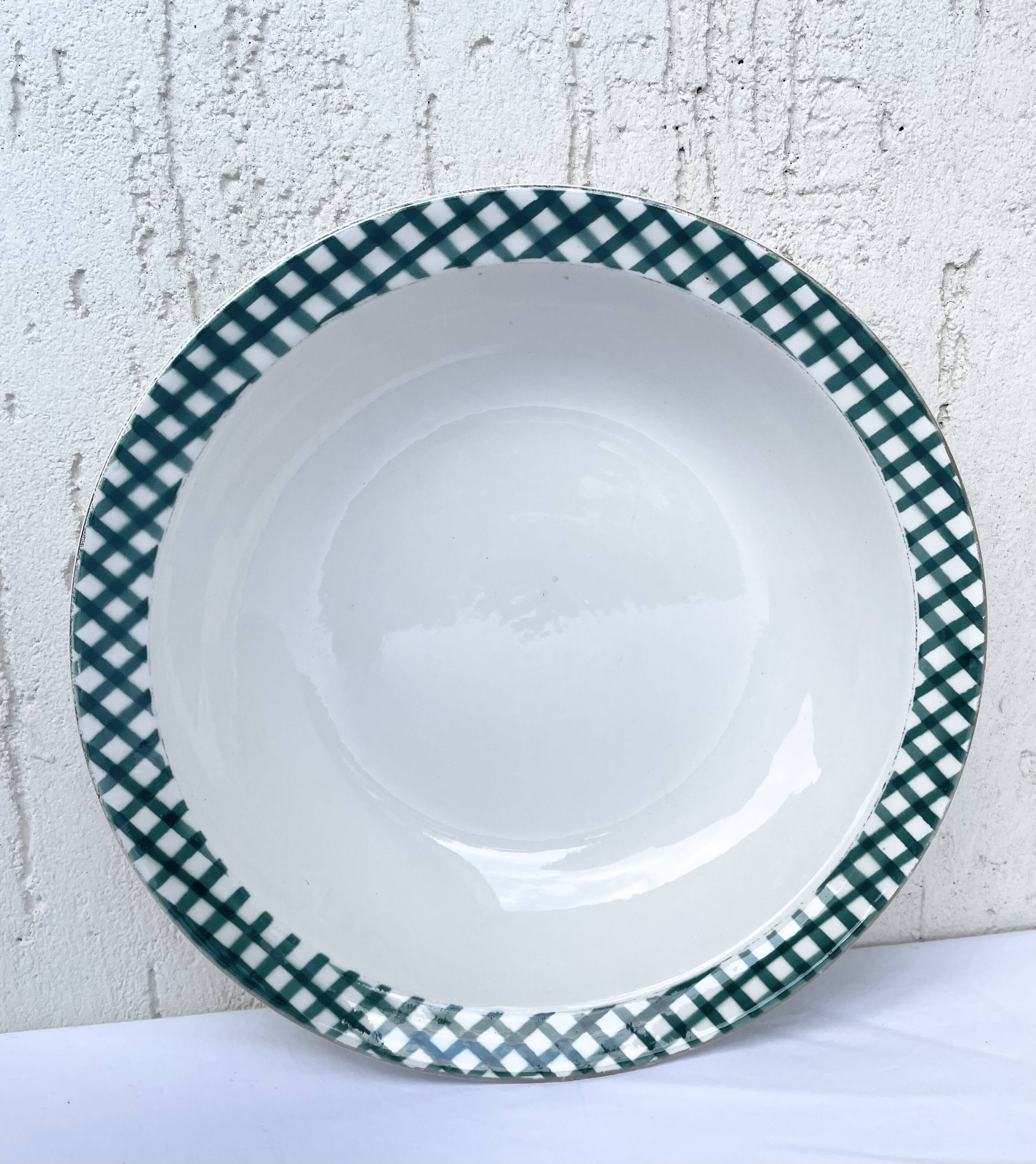 Serving dish Digoin & Sarreguemines "Scottish" pine green and gold years