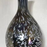 Vintage vase, modernist design, brown with white speckled chrome highlights 25 cm