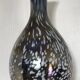 Vase vintage, design moderniste, brun reflets chrome tacheté blanc 25 cm