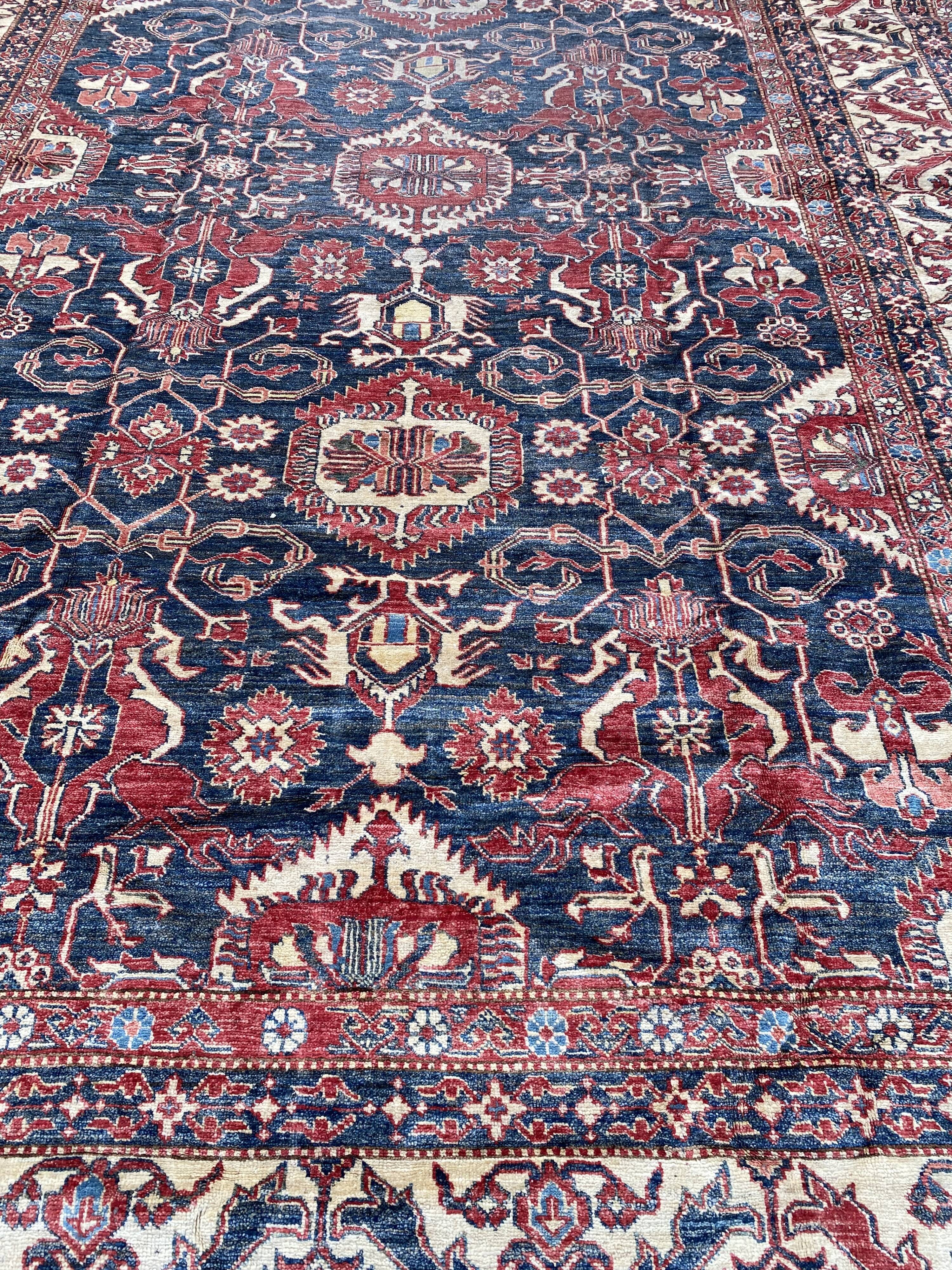 Large vintage rug Chobi Afghan handmade 274x404 cm