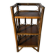 Étagère vintage en rotin et bois foncé à trois niveaux