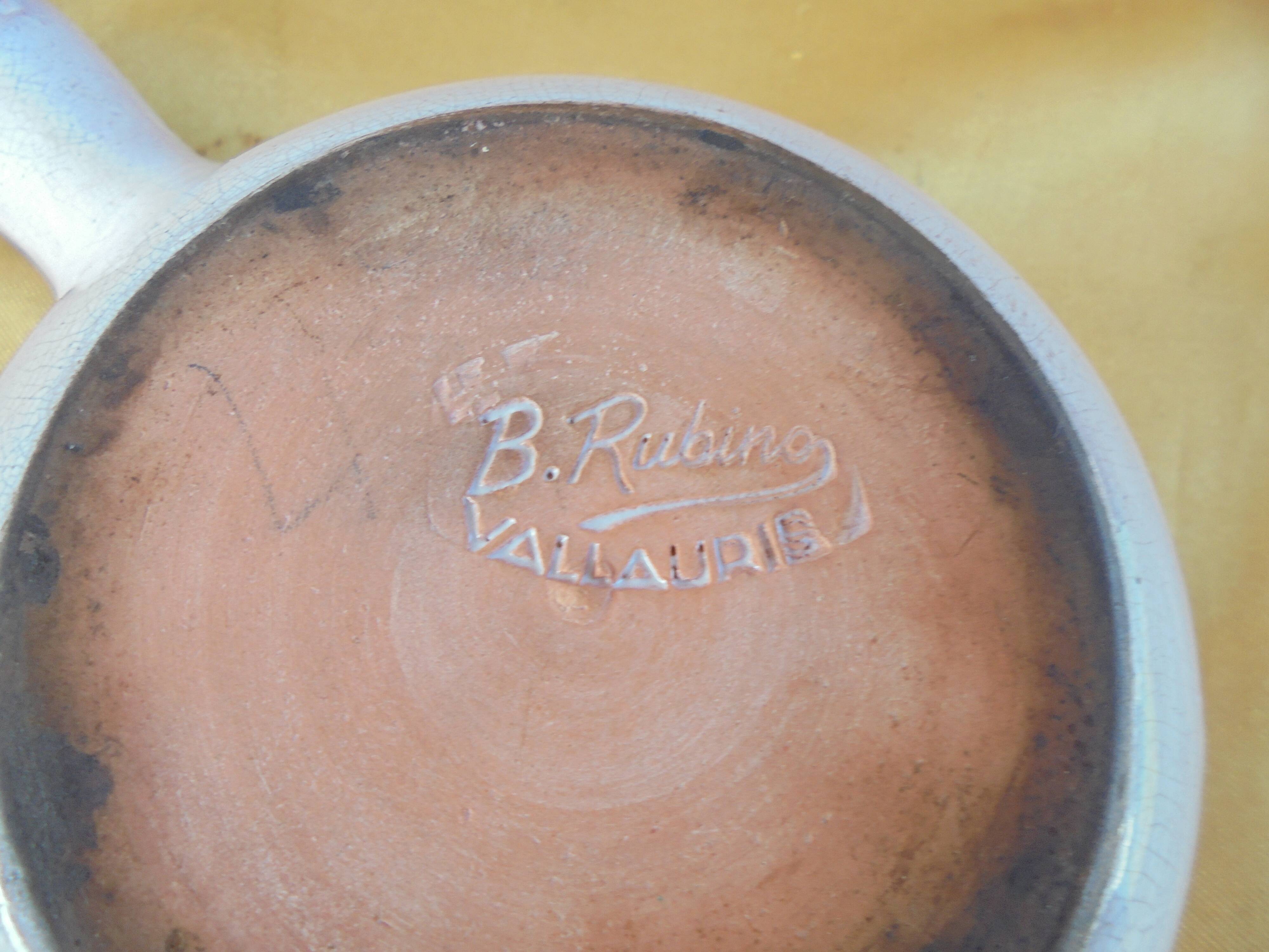 Vallauris 2 caquelons Signed B. Rubino