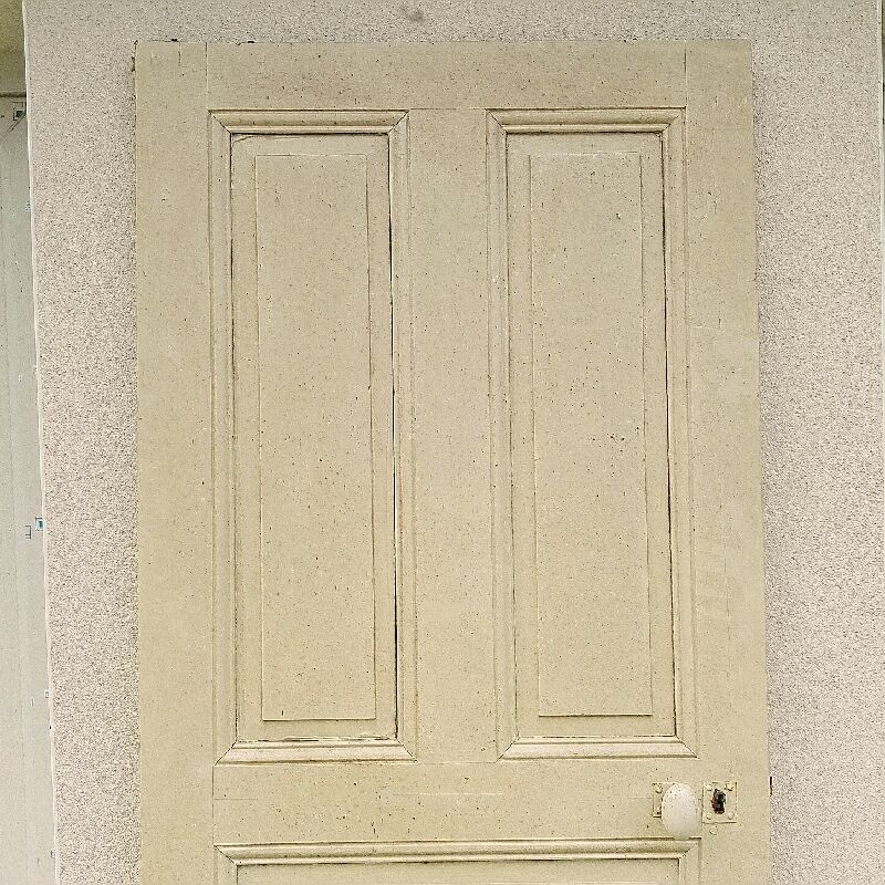 Old interior door wood painted vintage porcelain handle N°3