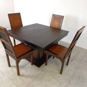 Mid-century bamboo high back dining chairs with table, 1960s