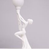 Lampe art déco femme nue en céramique blanche globe italie années 70