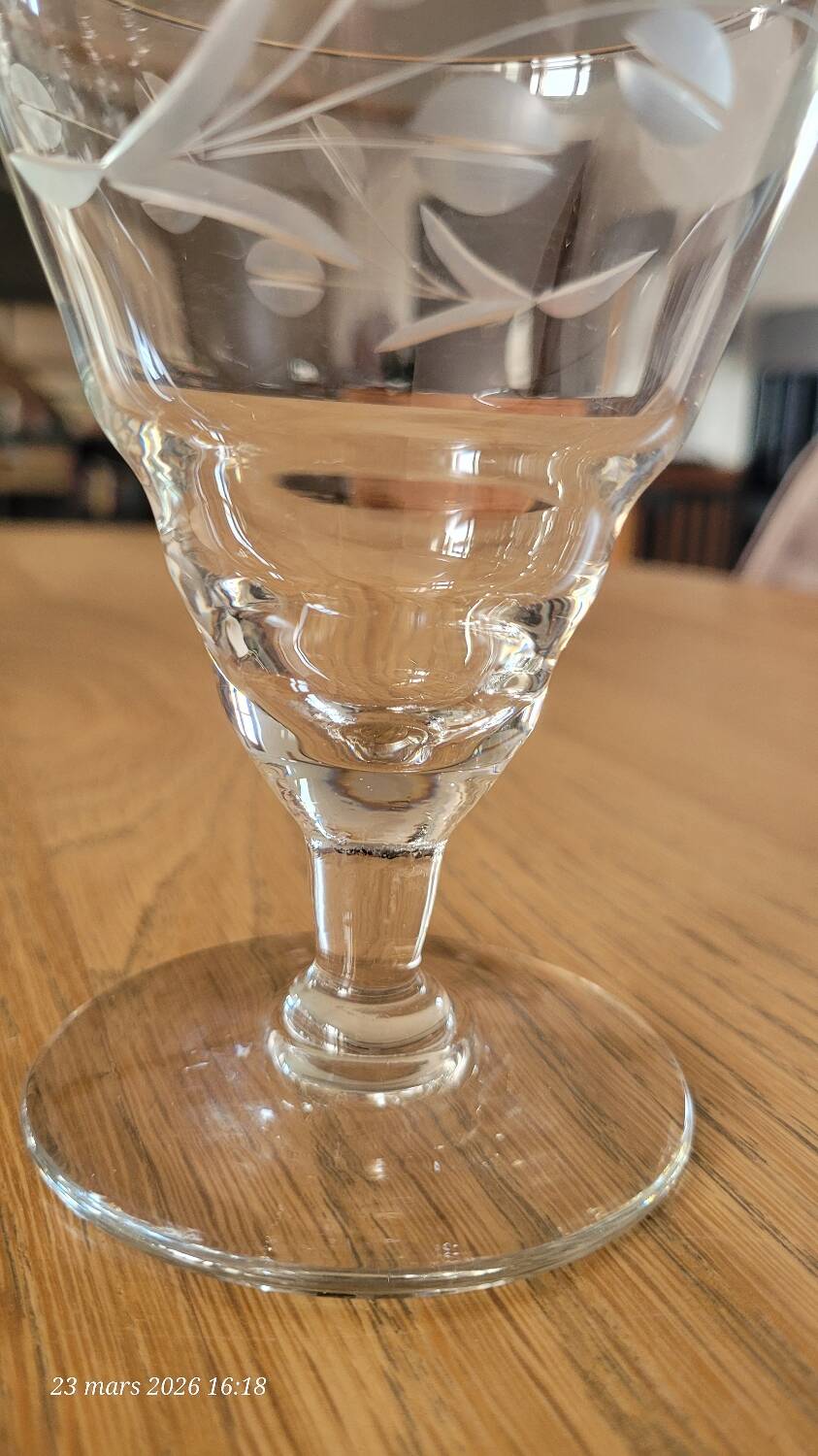 10 vintage cut glass water glasses