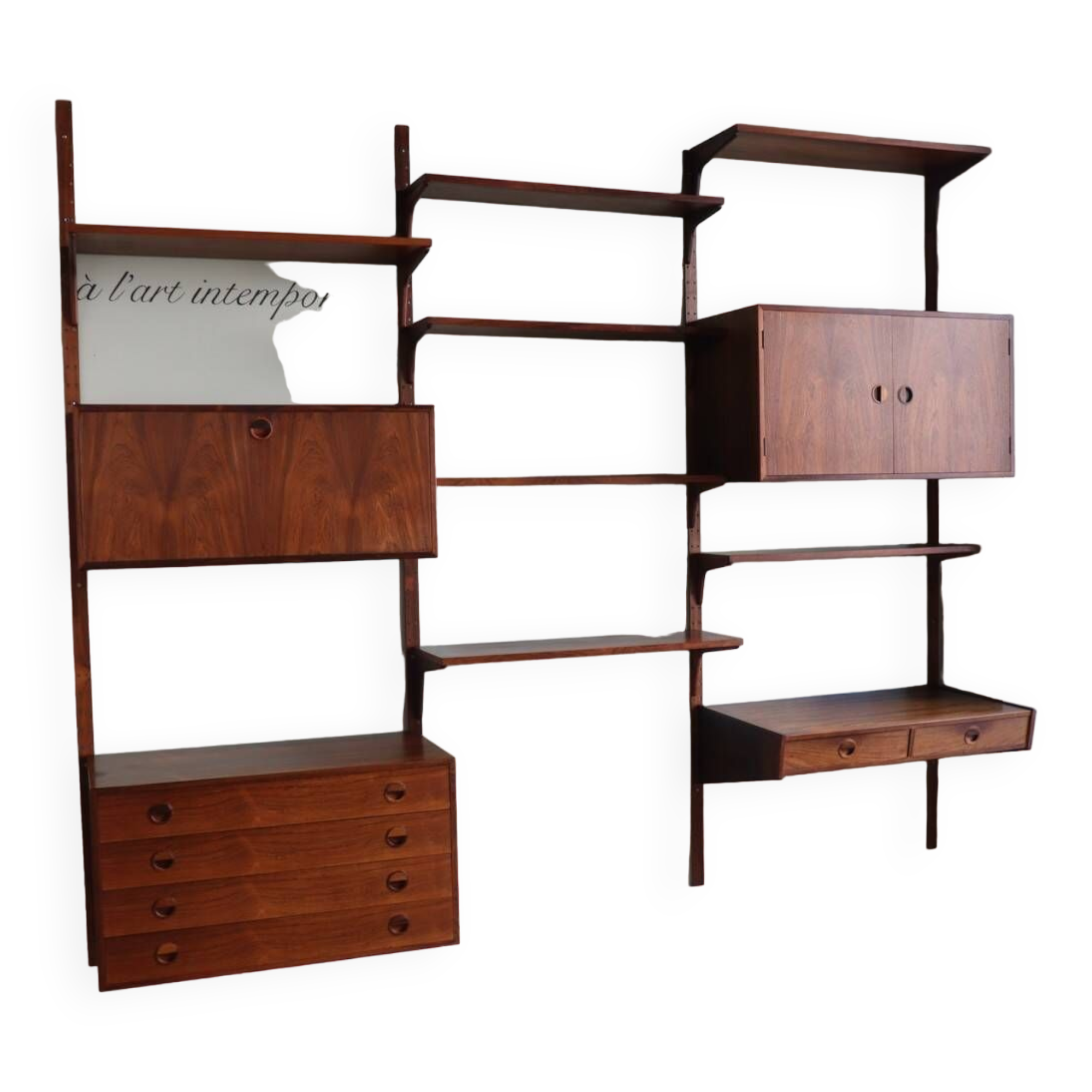 Modular rosewood wall bookcase by Thygesen and Sorensen for Hg Furniture, 1960