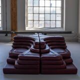 Terrazza Landscapes in Burgundy Leather by Ubald Klug for de Sede, 1970s, Set of 4