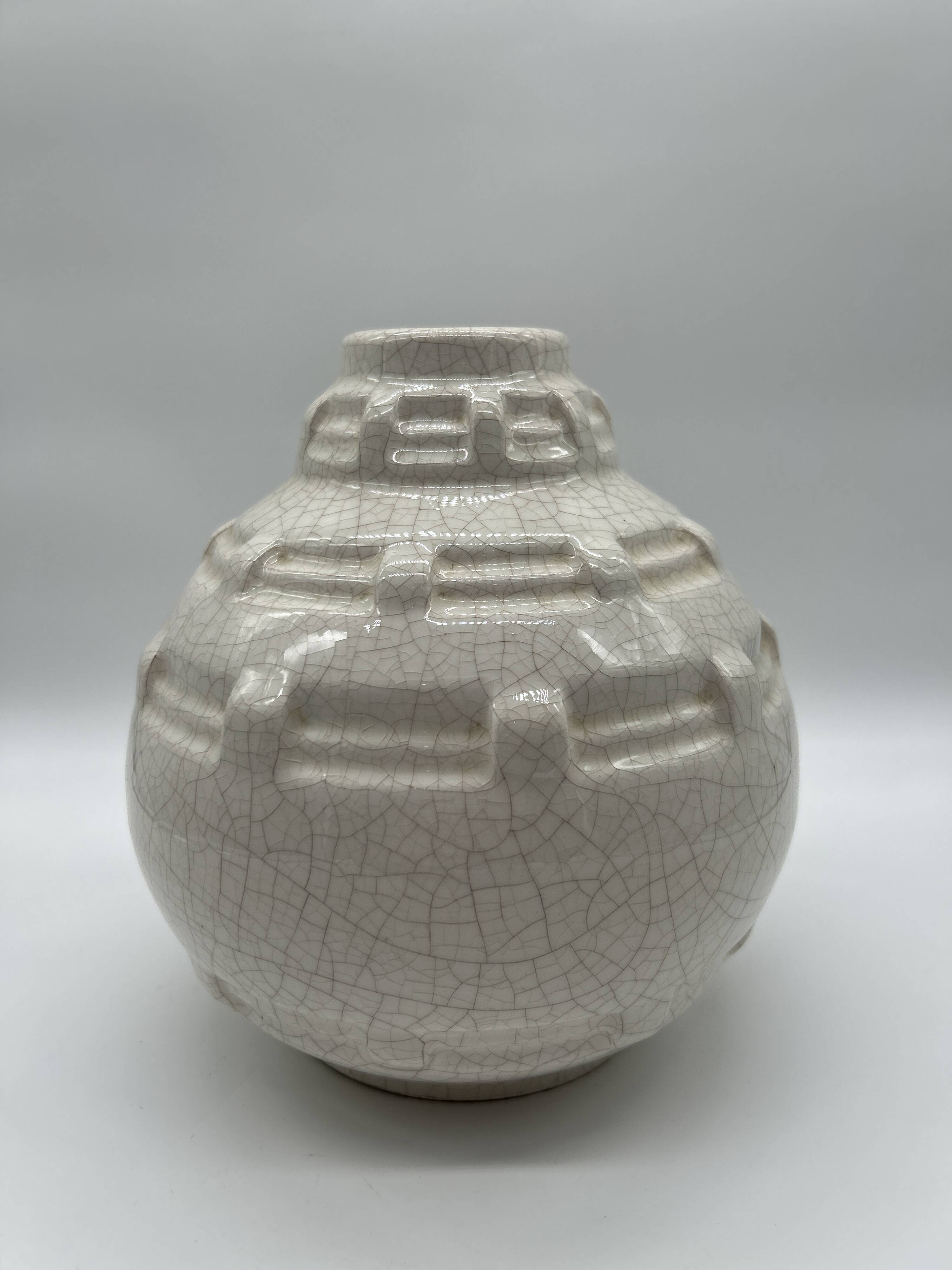 Art Deco round vase attributed to Louis Gueule.