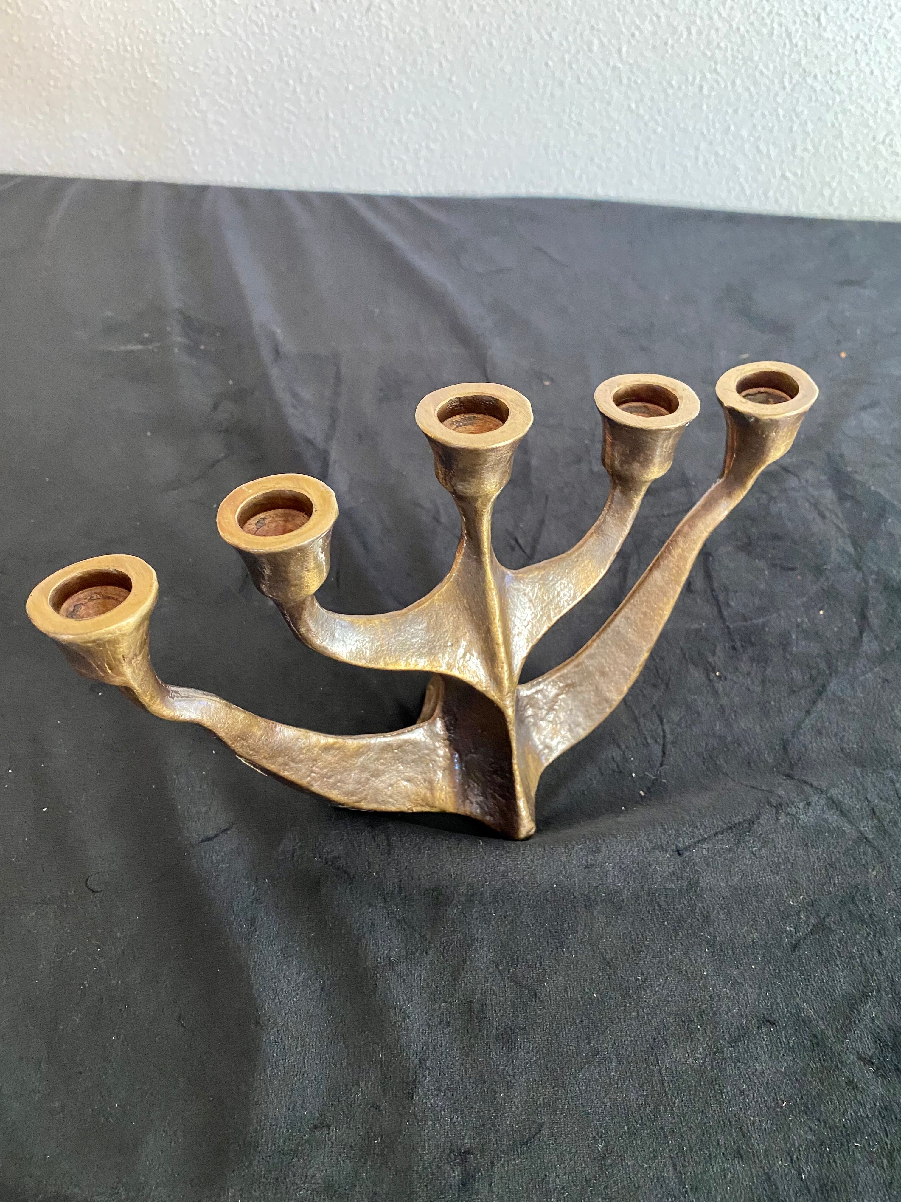 Old candlestick candlestick brutalist Gilde Handwerk solid Scandinavian brass