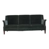 1960s, Danish 3-seater sofa, original turquoise-green furniture velour.