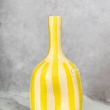 Striped yellow hollow bottle vase