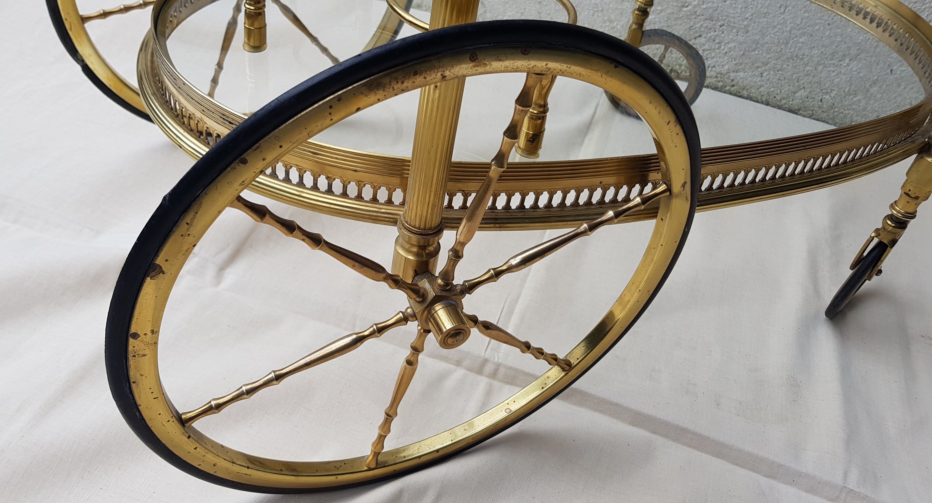 Oval brass serving table