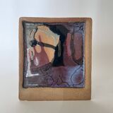 Square trinket dish in glazed ceramic, signed by F. Baudet, France 1970