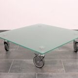 Wheeled glass coffee table