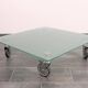 Wheeled glass coffee table
