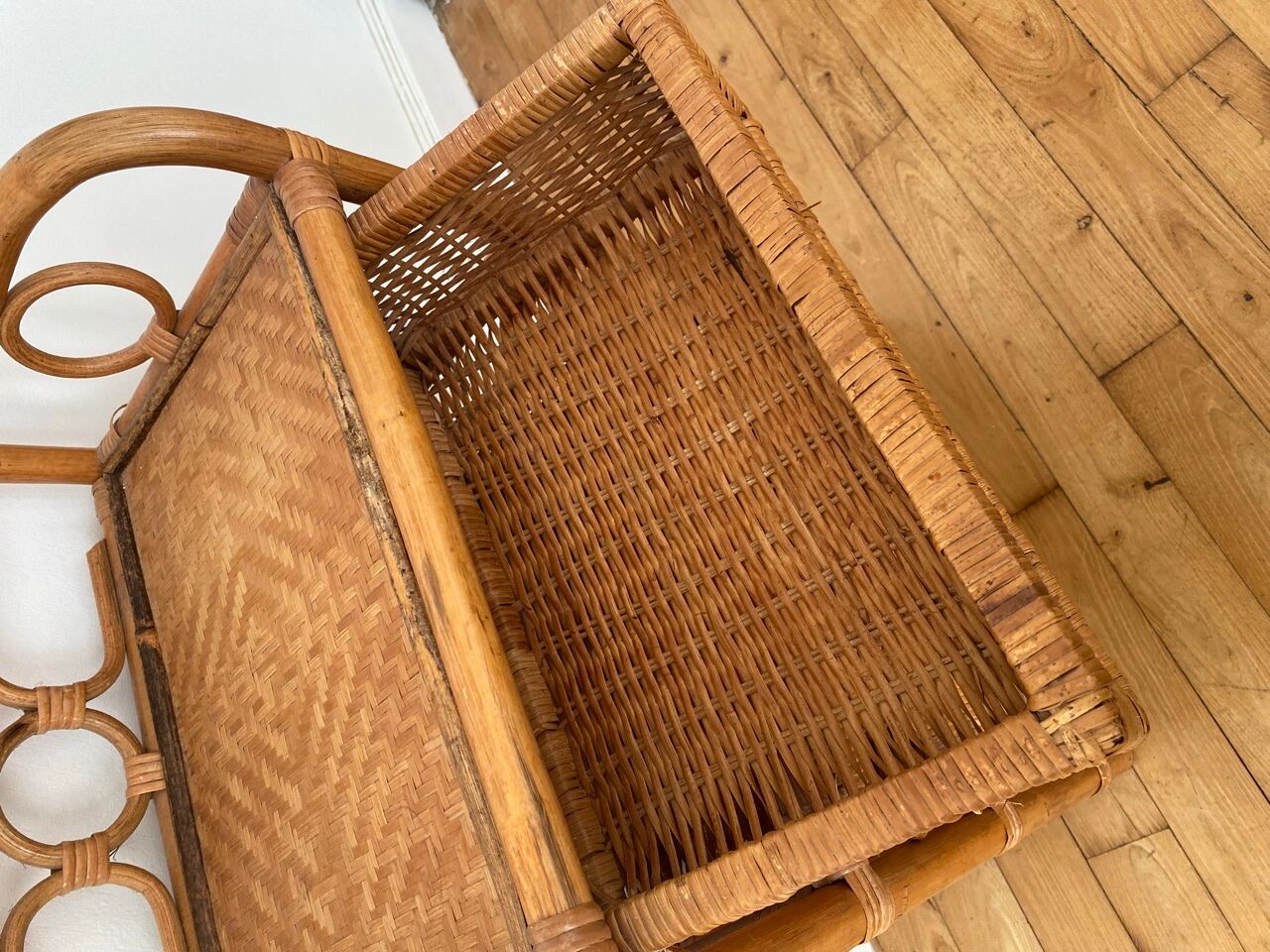 Bamboo and rattan bedside table