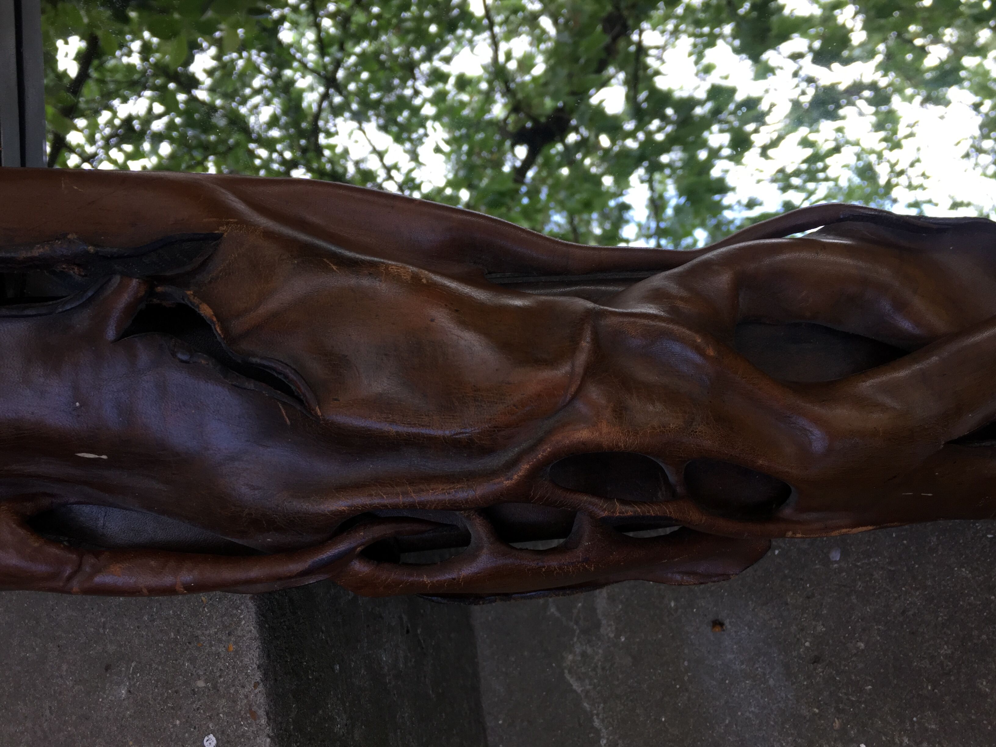 Mirror around leather 43x53cm