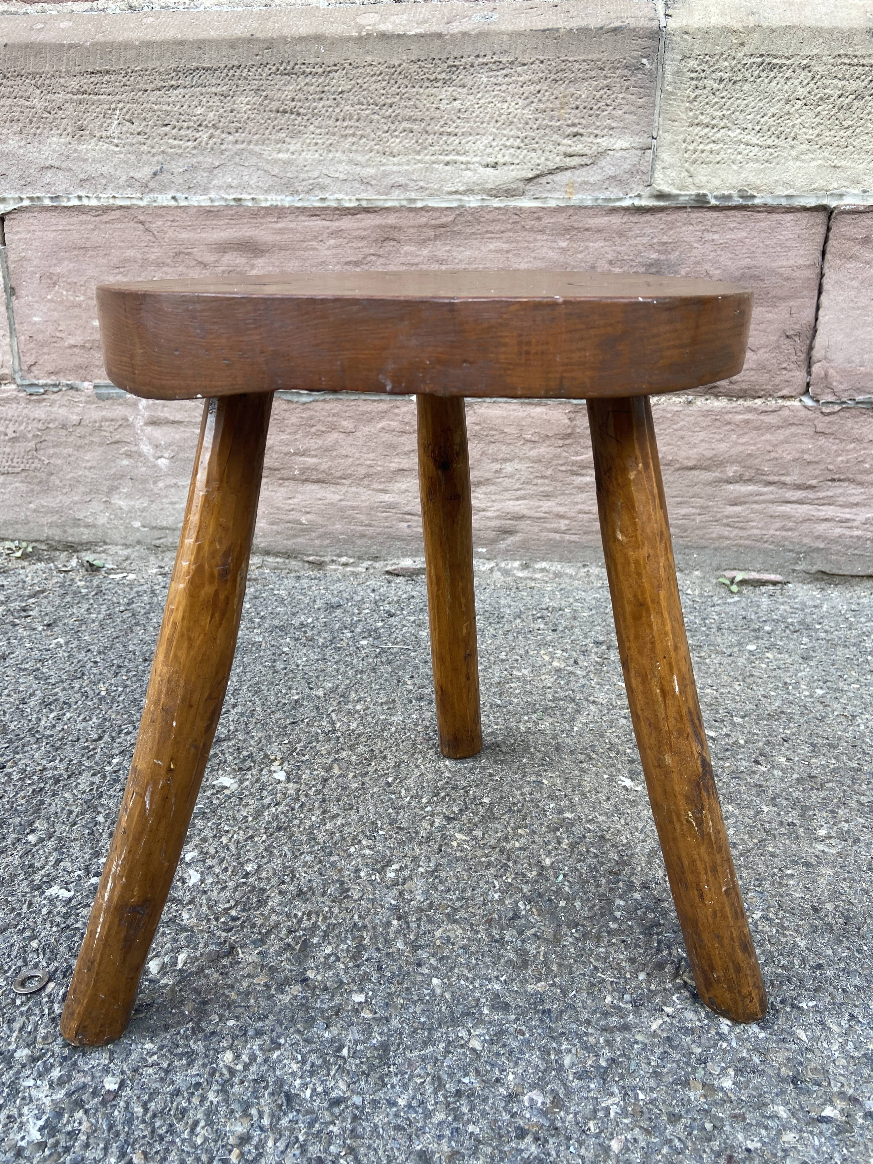 Rustic stool 1940 brutalist wooden