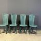 Vintage green leather dining chairs, 1980s - set of 4