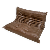 Canapé 2 places en cuir Togo vintage original par Michel Ducaroy pour Ligne Roset