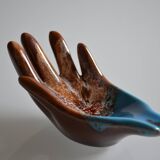 Ceramic pocket tray in the shape of a hand Vallauris France 1970