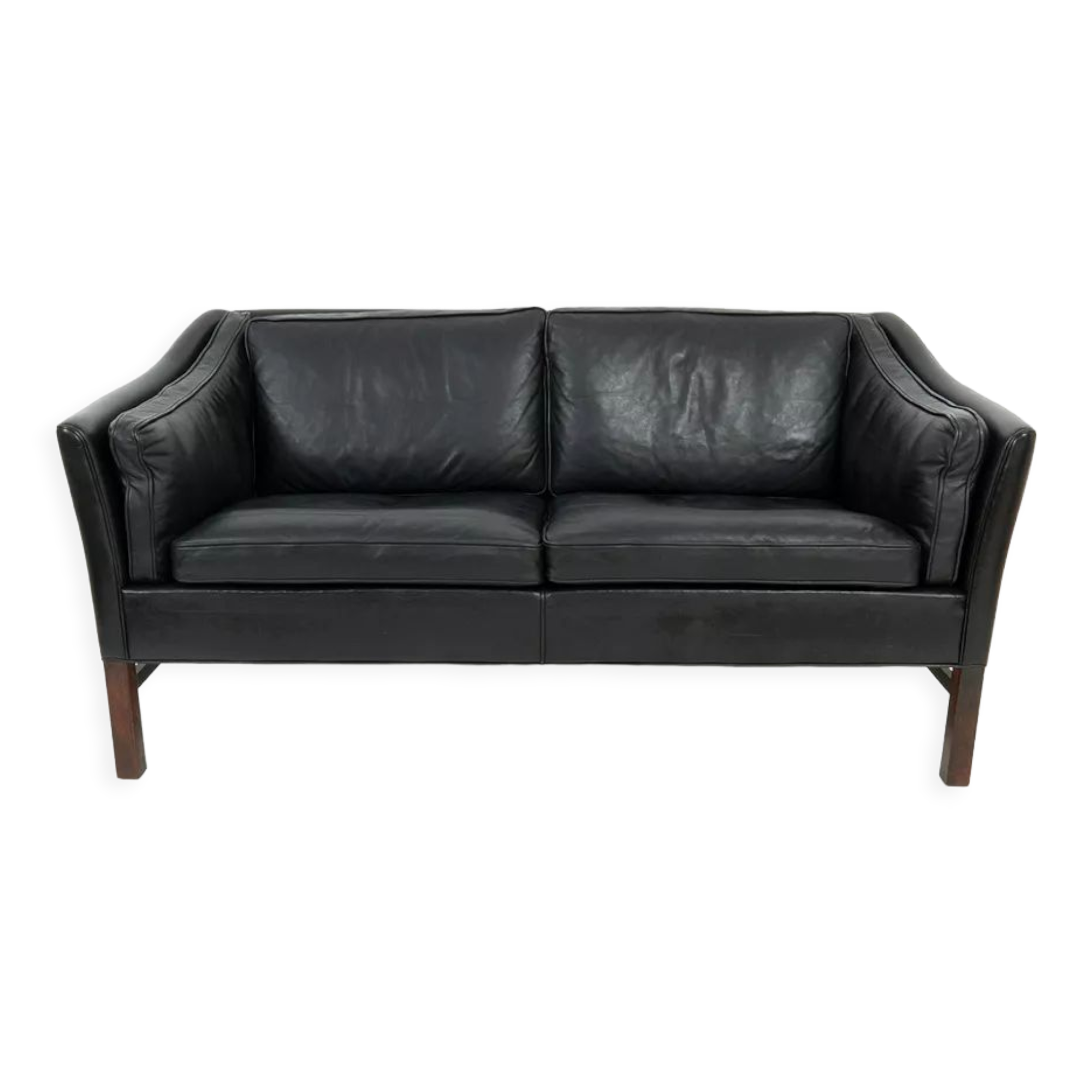 Vintage Danish Black Leather 2-Seater Sofa from Grant Mobelfabrik