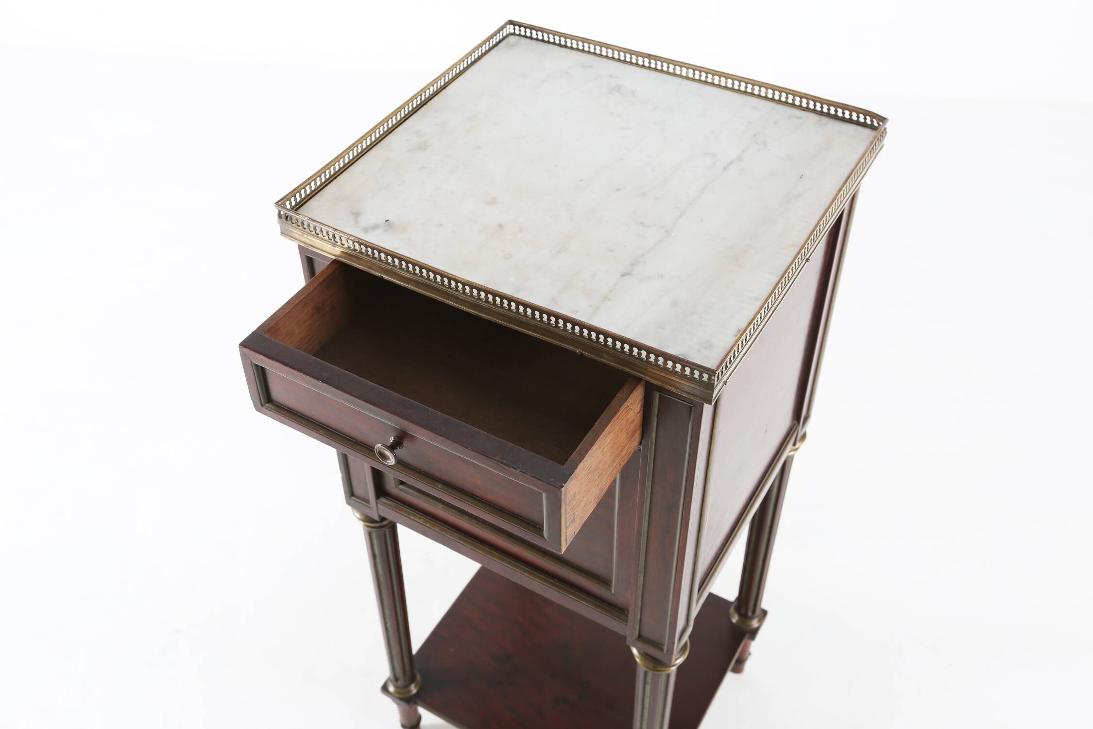 French 19th century Empire nightstand in wood with marble top