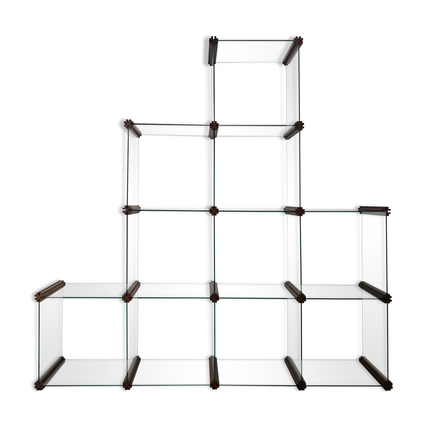 Gallotti & Radice Italian glass and wood bookcase 1980s
