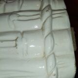 Porte-parapluie vintage italien en céramique blanche style bambou