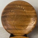 Six flat fish plates in Chantilly wood-effect ceramic