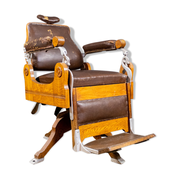 Chaise Barbier Art Déco Chêne et Cuir